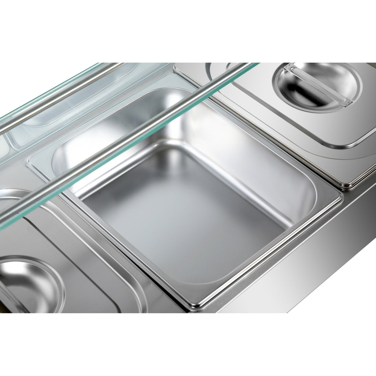 Commercial Bain Marie with Glass top sneeze guard 5xGN1/2 - HBM25