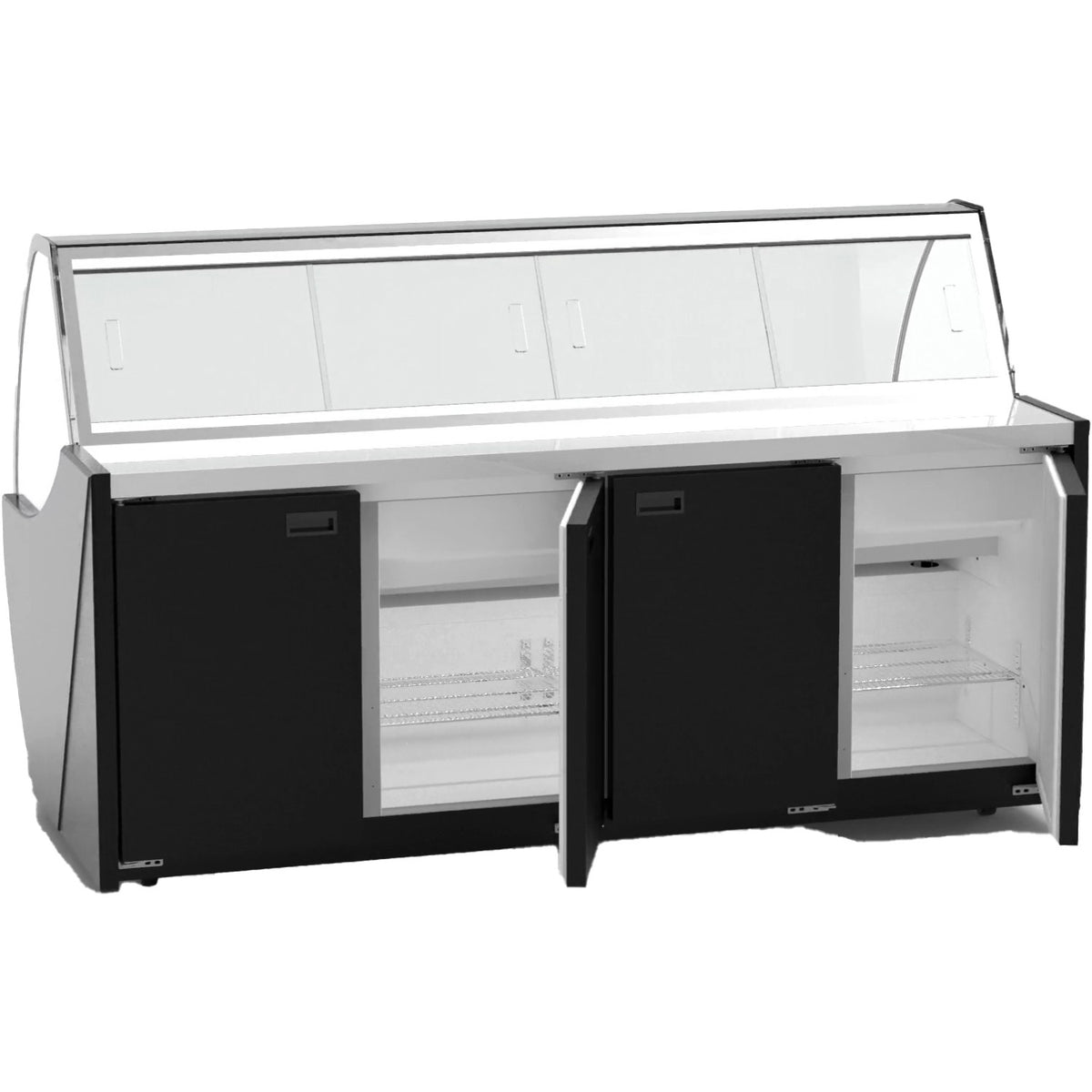 Serve over Deli counter Curved glass front Width 1520mm Black - HC84V1052