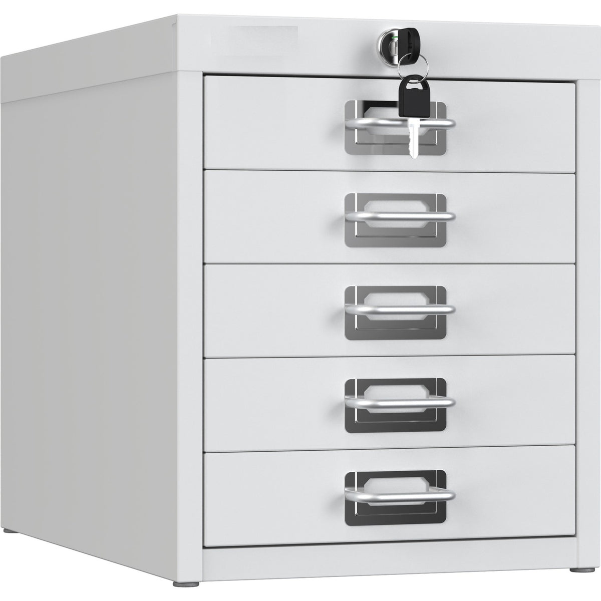 Professional 5-Drawer Lockable Metal Storage Cabinet 280x425x342mm White - HDKS05LOCKWHITE