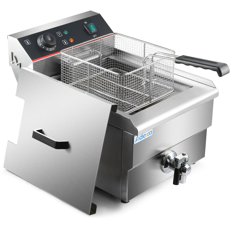 Commercial Fryer Single Electric 10 litre 3kW Countertop Drainage tap - HEF131V