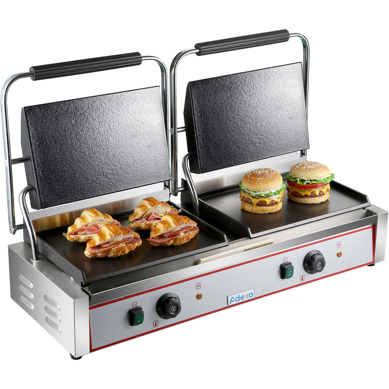 Heavy Duty Twin XL Panini Contact grill Smooth 4.4kW Dual Zone - HEG813EB