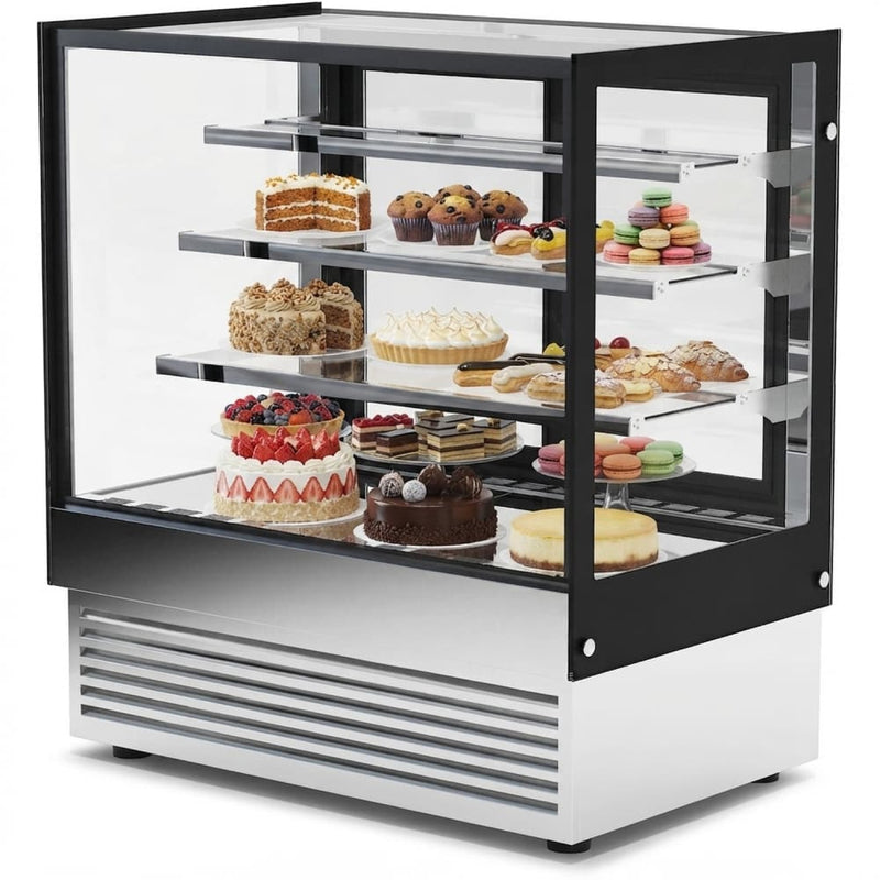Cake Display Showcase 1800mm 3 Shelves Black & Stainless Steel - HL1800B3