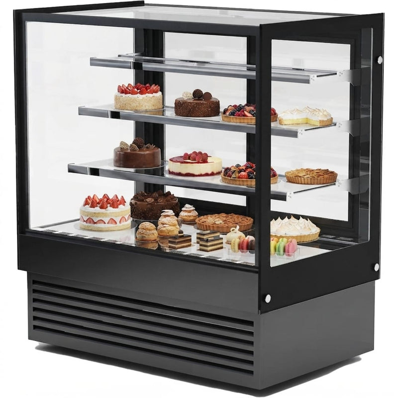 Cake Display Showcase 1800mm 3 Shelves Black & Stainless Steel - HL1800B3BLACK
