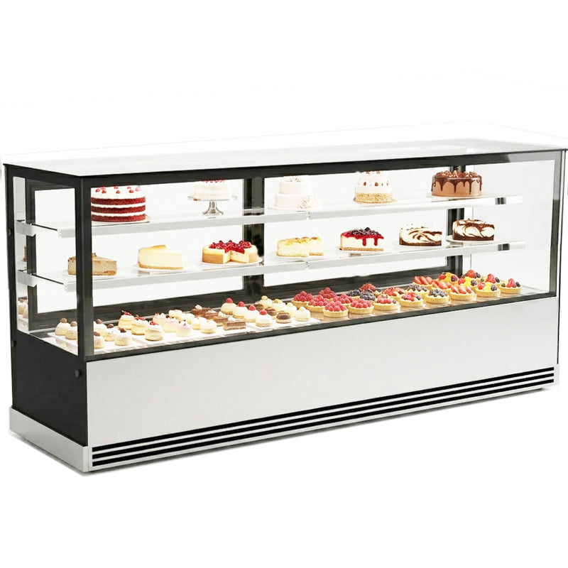 Cake Display Showcase 2000mm 2 Shelves Black & Stainless Steel - HL2000ER2