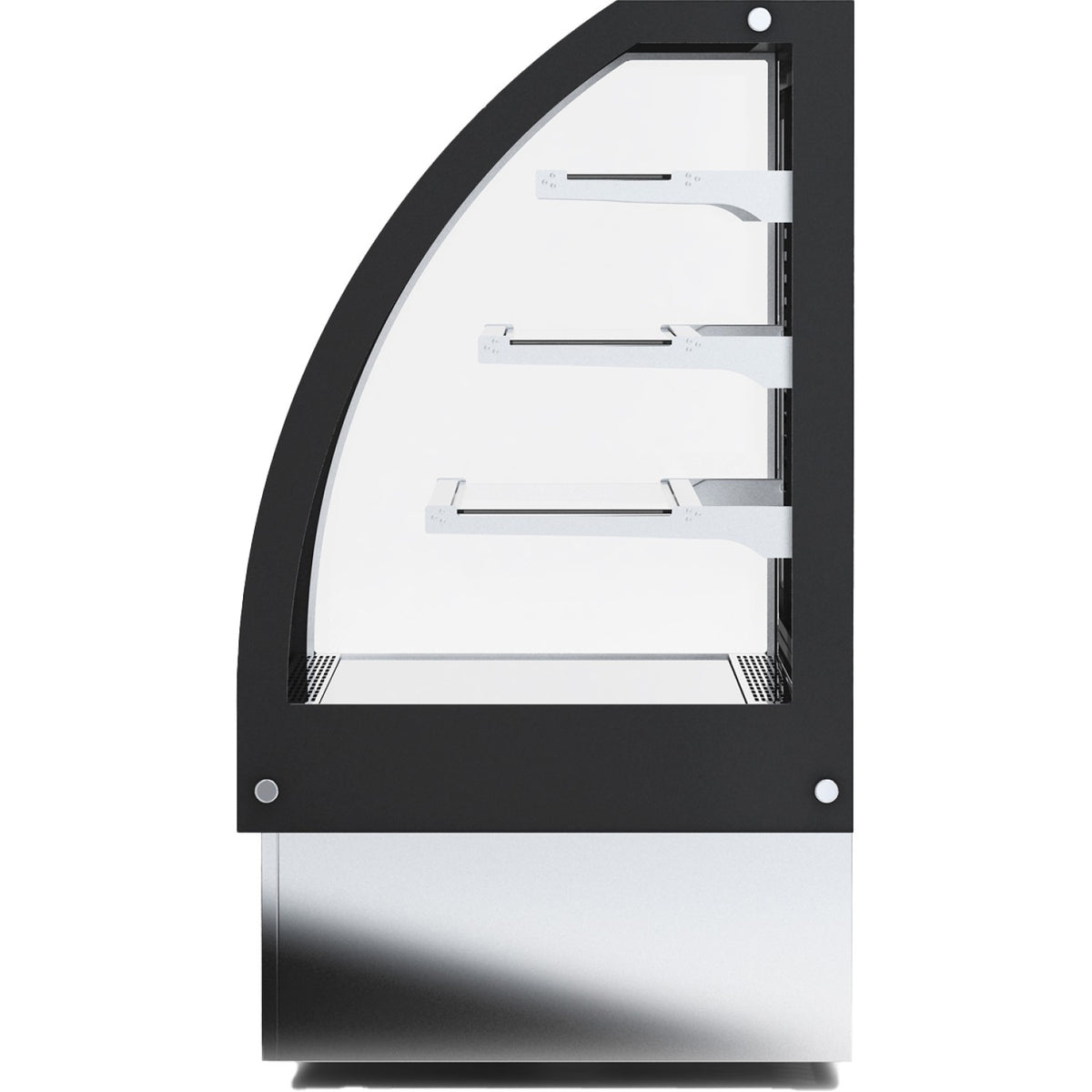 Curved Glass Cake Display Showcase 1800mm 3 Shelves Black & Stainless Steel - HL1800S3