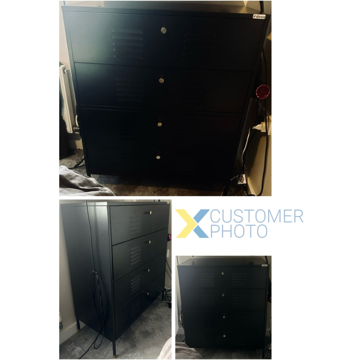 Metal Storage Cabinet 4 Drawers 800x400x1015mm Black - HMA14