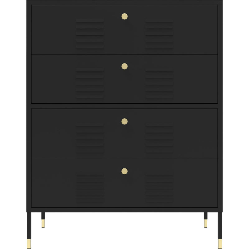 Metal Storage Cabinet 4 Drawers 800x400x1015mm Black - HMA14