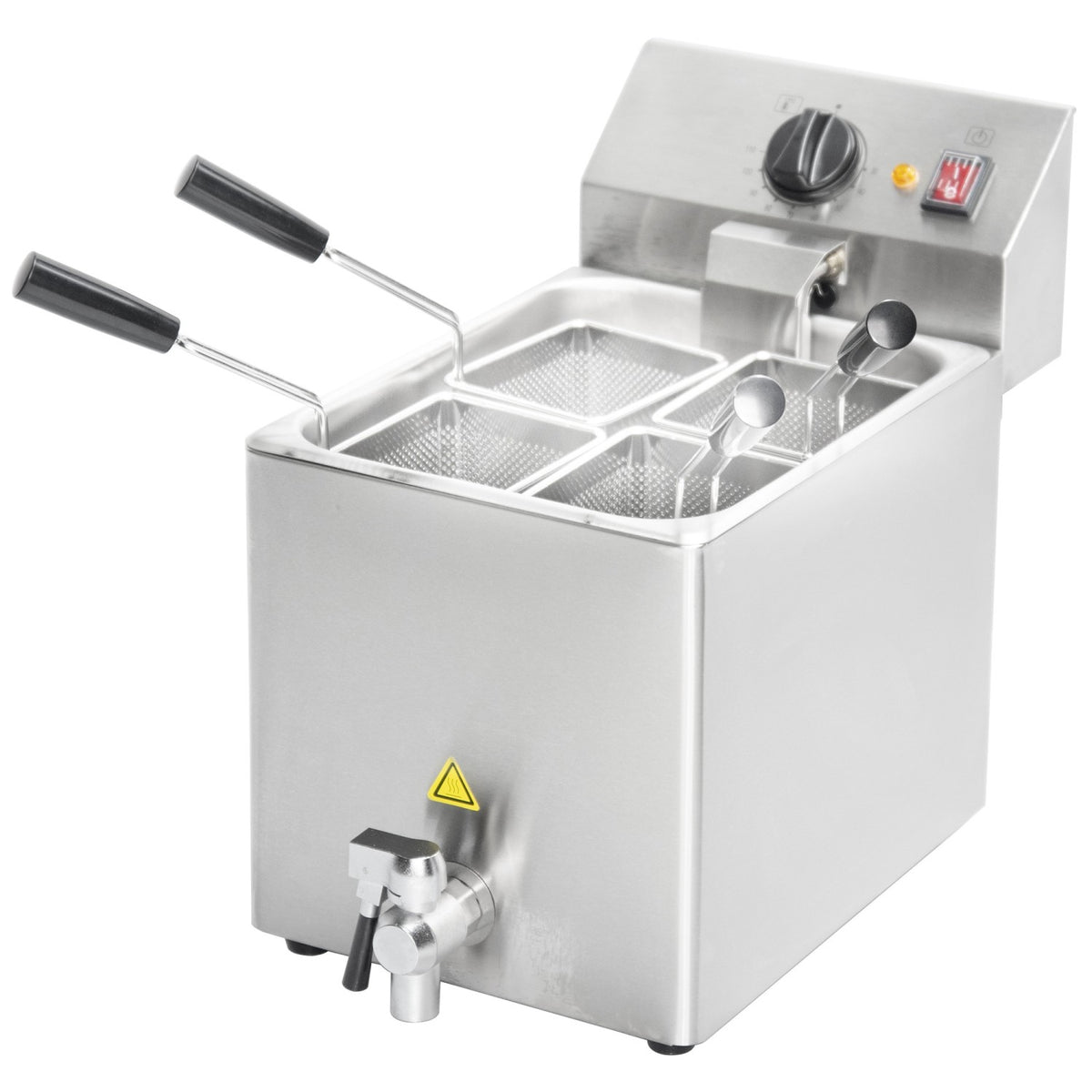 Commercial Electric 8L Table-Top Pasta Boiler with 4 Baskets and Drain Tap 260×475×410mm - HP8CT