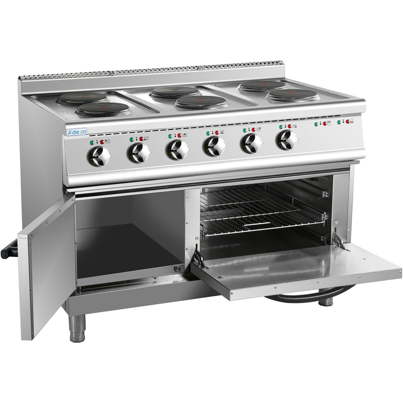 Commercial Electric Cooker 6 Burners (6x2000W) with Electric Oven (4800W) 1050x700x920xmm 380V - HRQ762A
