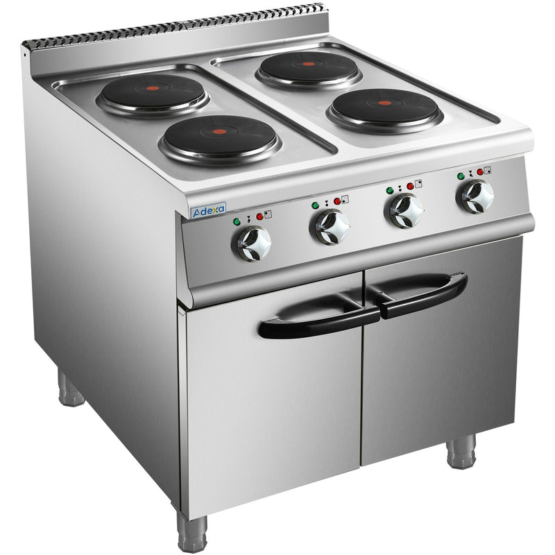 Commercial Electric Cooker 4 Burners with Cabinet Base 10.4kW 900mm Depth - HRQ912