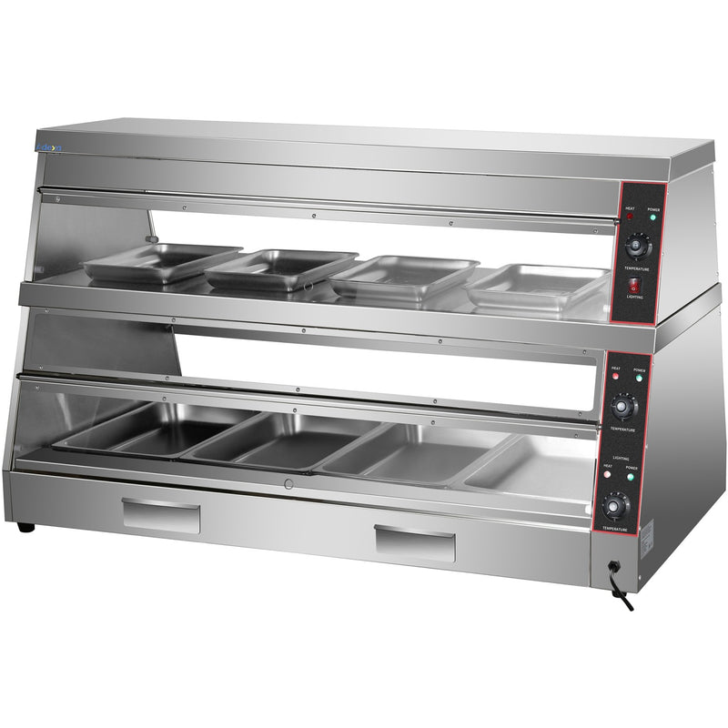 Commercial Two-Tier Heated Showcase Food and Chicken Warmer 1500x760x860mm Countertop Dry Heat and Wet Heat - HW6P
