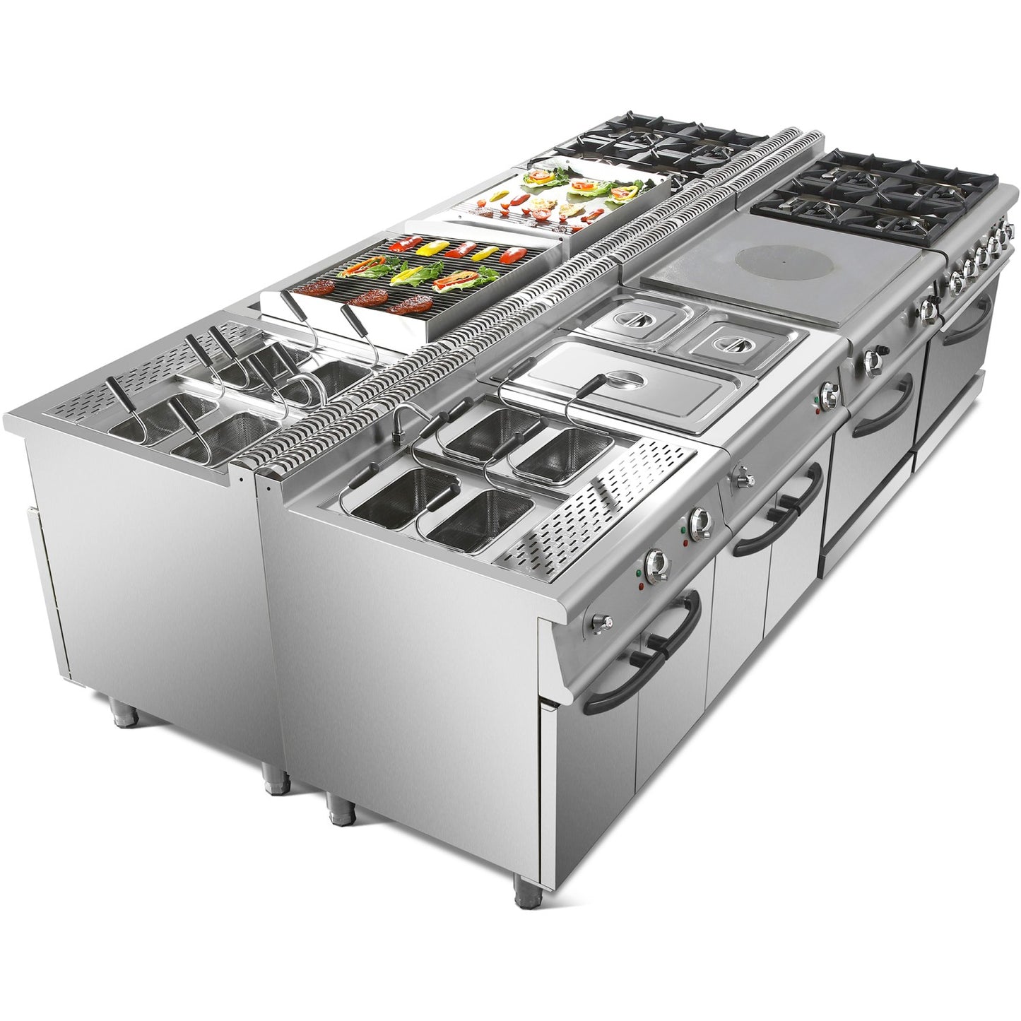 Commercial Electric Cooker 4 Square Burners with Electric Oven 16kW+4.8kW 900mm Depth - HSQ912B