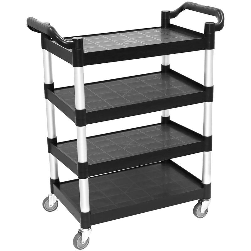 Professional 4-Tier Utility Trolley Black Polypropylene 1010x500x1260mm - HZMCC5014