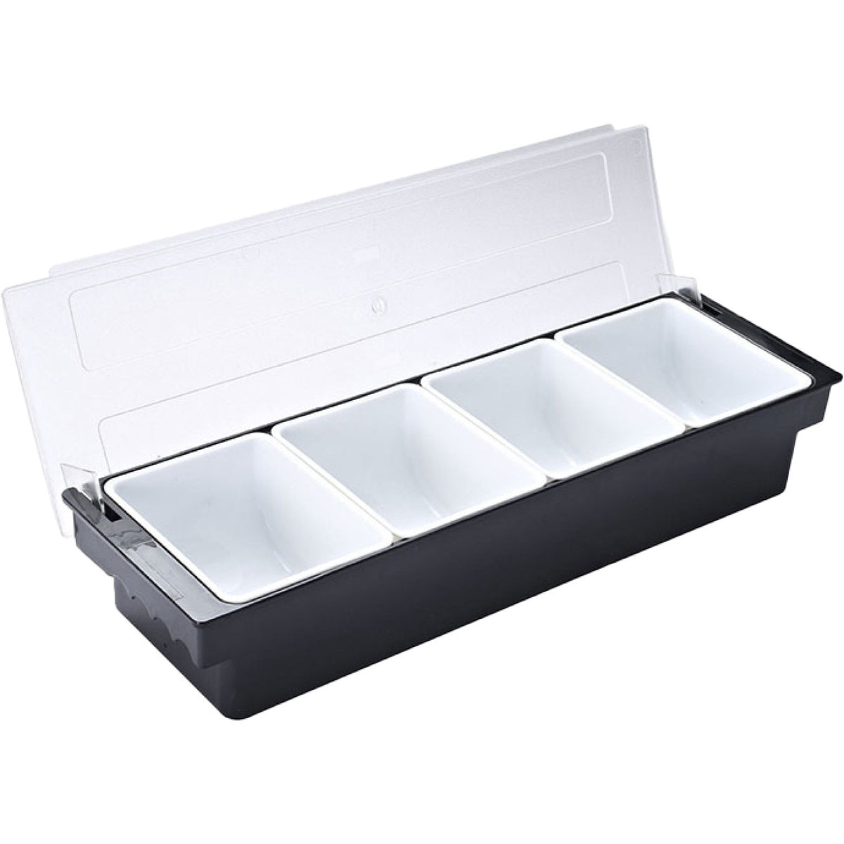 Garnish Tray / Condiment Dispenser with Lid 4 Compartments 500x160x90mm Black & White - JGM104