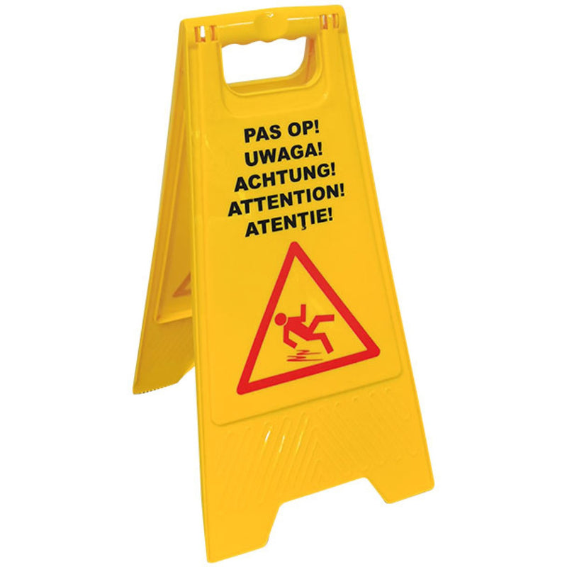 Adexa Yellow Wet Floor Safety A-Board 620x300mm | Multilingual Foldable Sign | UK