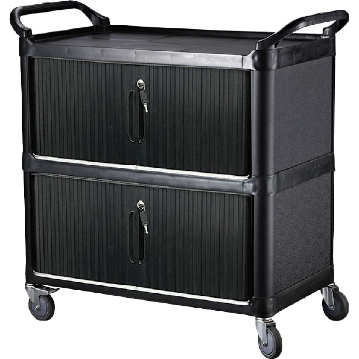 Professional 3-Tier Busing Trolley Cart with Lockable Doors 1020x500x960mm - JGM710