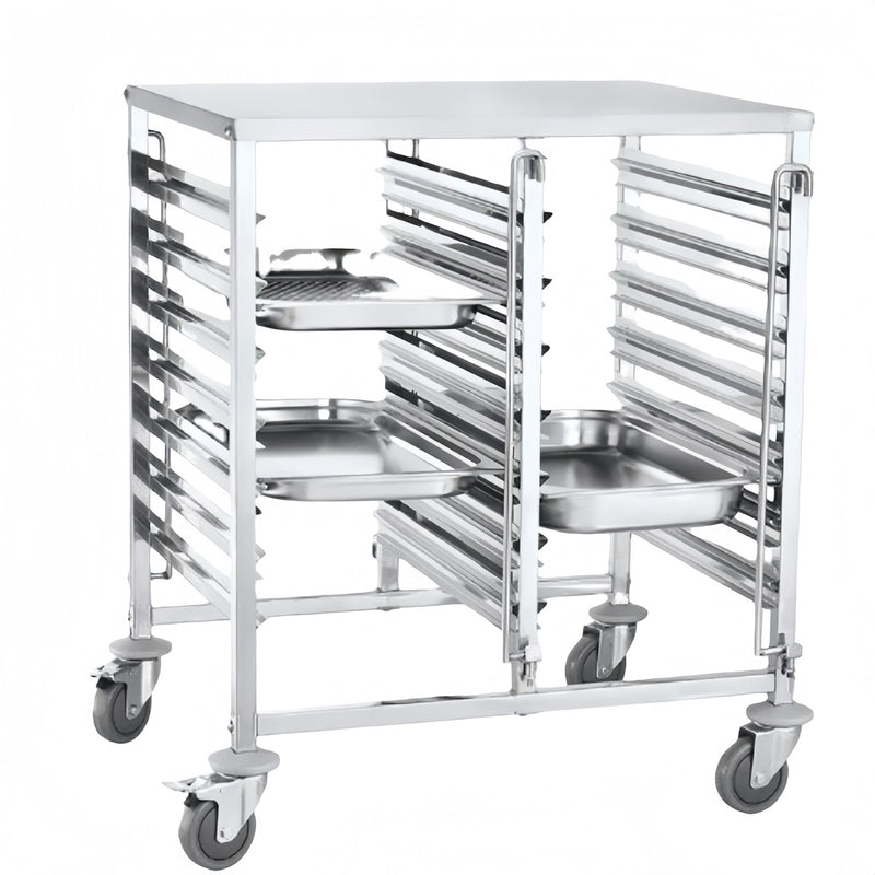Double GN Pan Trolley Stainless Steel With Table 1/1 GN 7×2 Tier 740×550×950mm - JSN254