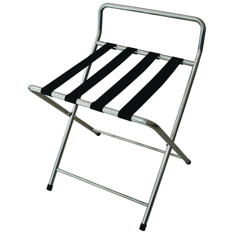 Commercial Folding Stainless Steel Luggage Rack / Suitcase Stand with 4 Straps - JSN302