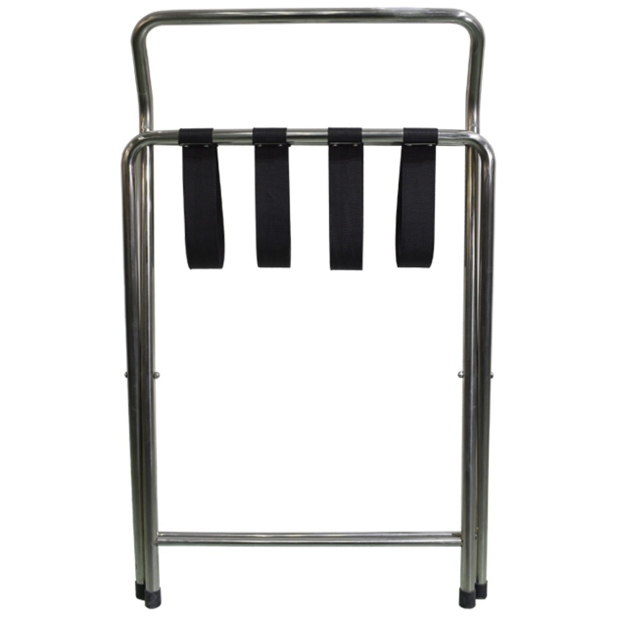 Commercial Folding Stainless Steel Luggage Rack / Suitcase Stand with 4 Straps - JSN302