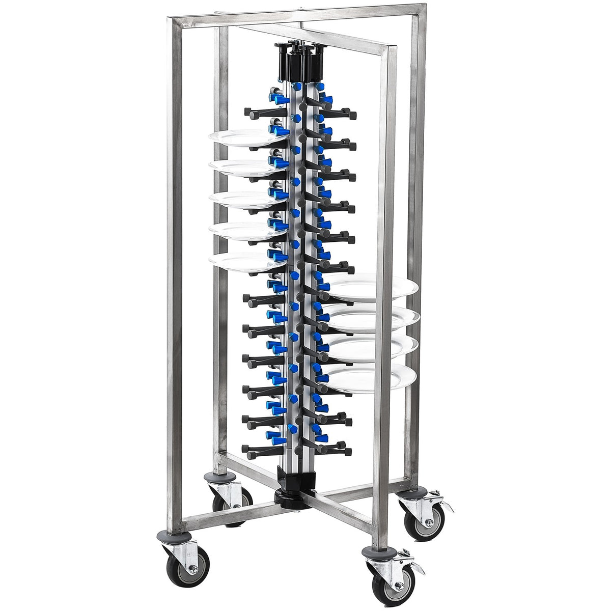 Commercial 48-Plate Mobile Plate Rack 730x730x1260mm - JWDC48