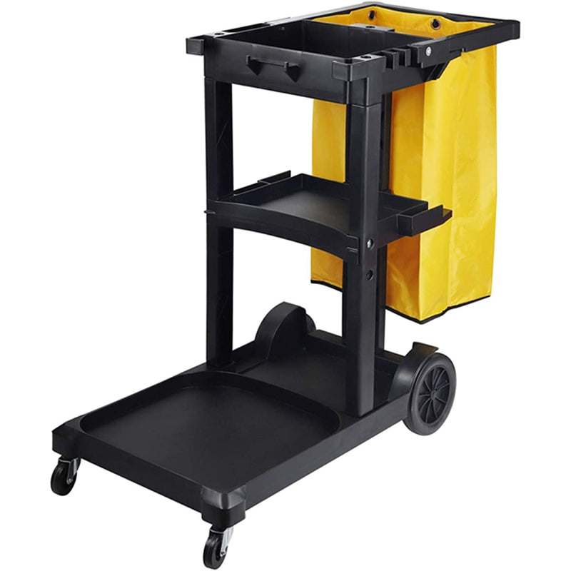 Professional Janitor/Cleaning Trolley Black with Lid 1200x520x990mm - JYXMC301BLACK