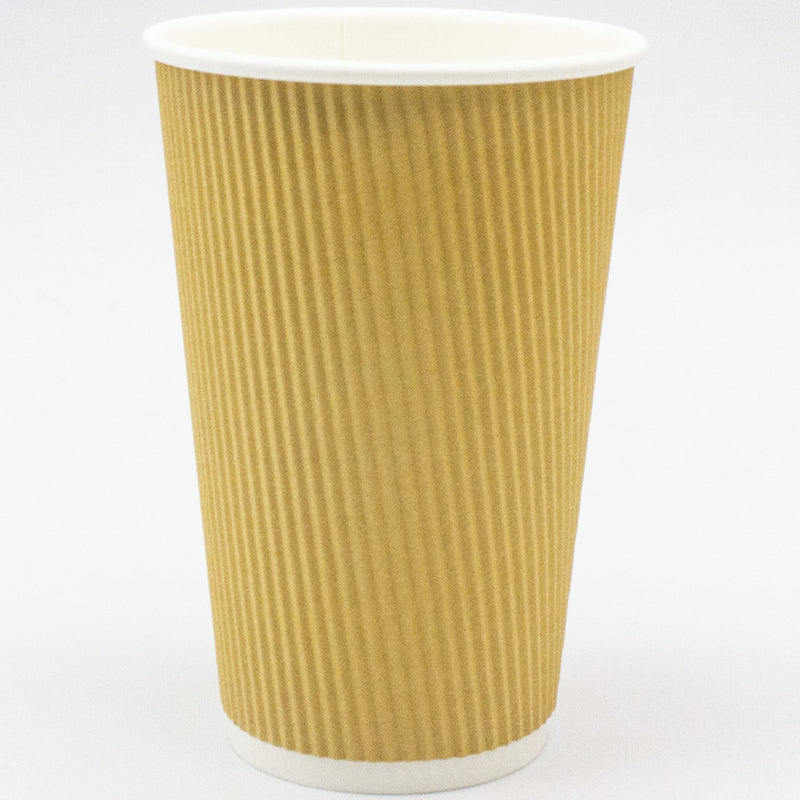 500pcs Kraft Ripple Wall Coffee Cup 16oz/473ml PE - KR16OZ