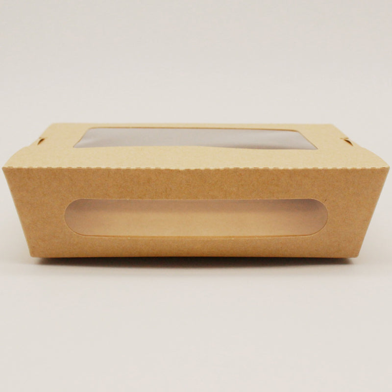 300pcs Kraft Salad Box with window 900ml PE - KSBWINDOW900
