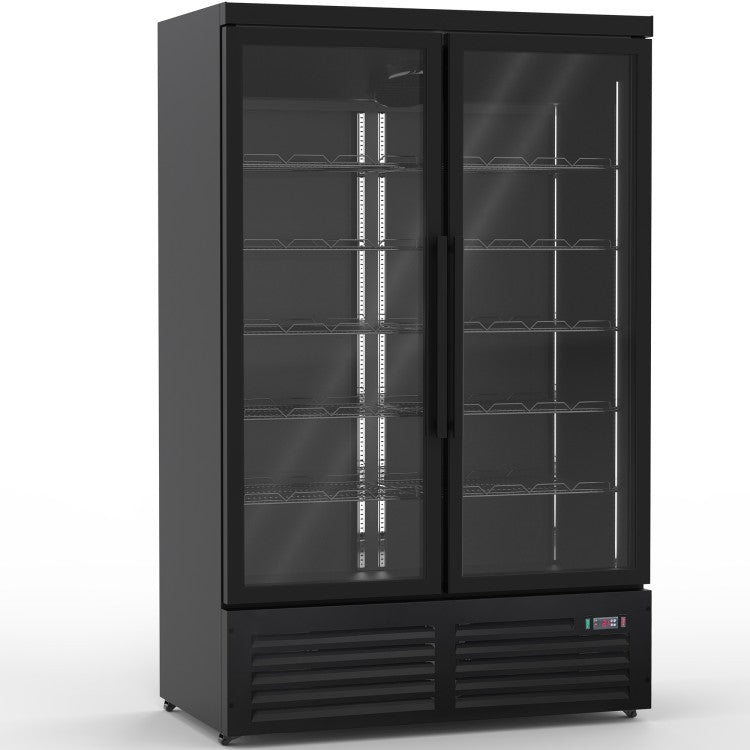 Professional 1000L Double Glass Door Commercial Display Refrigerator – Black | KXG1253