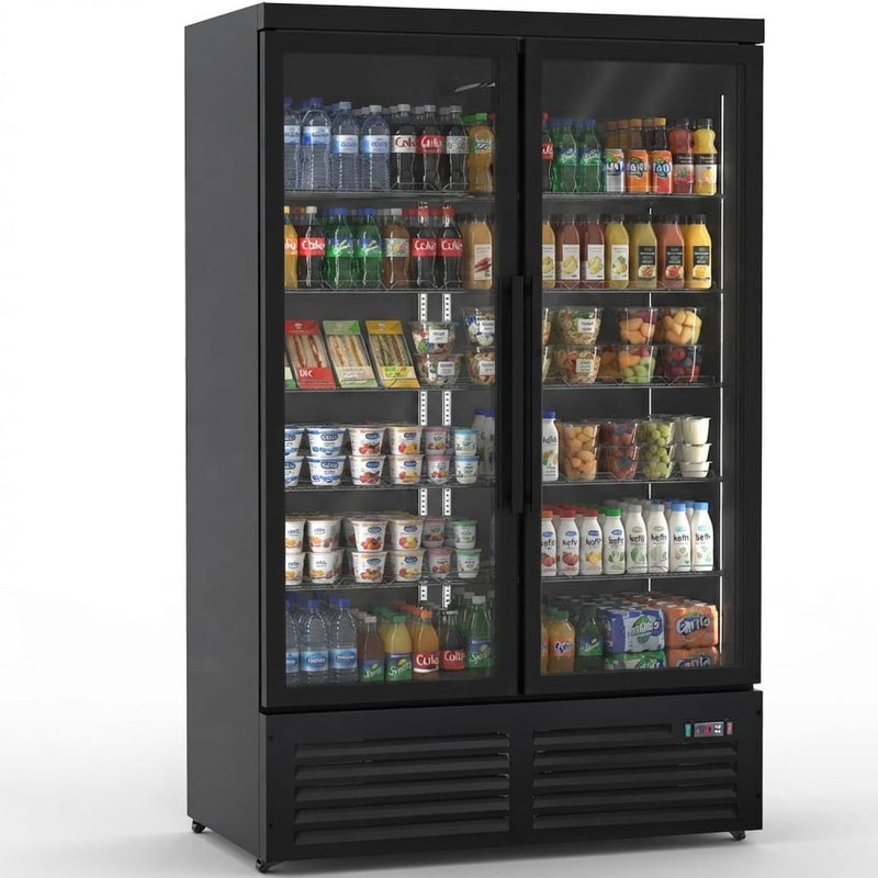 Commercial Display Refrigerator with Double Glass door 1000 litres Black - KXG1253BLACK