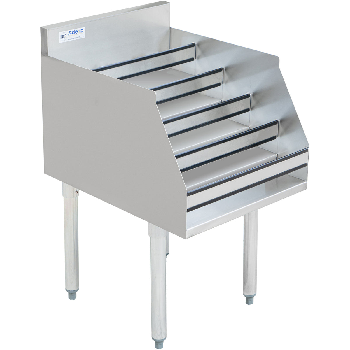Commercial Liquor Bottle Display Rack 5 tier with Backsplash Stainless steel 910x580x760mm - LDR2336