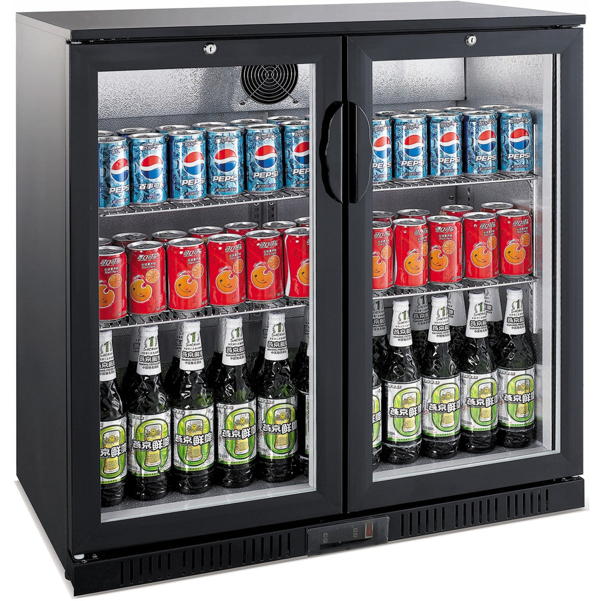 Back bar cooler 2 hinged doors 200 litres Black - GN220H