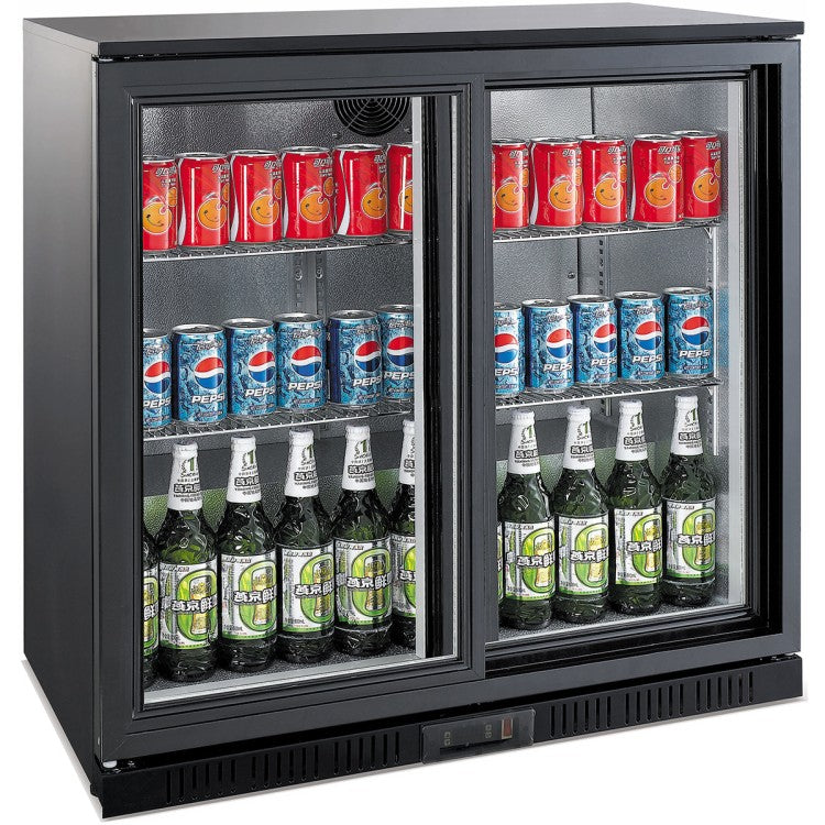 Professional 191L 2 Sliding Glass Door Back Bar Cooler – Black | BBC2S