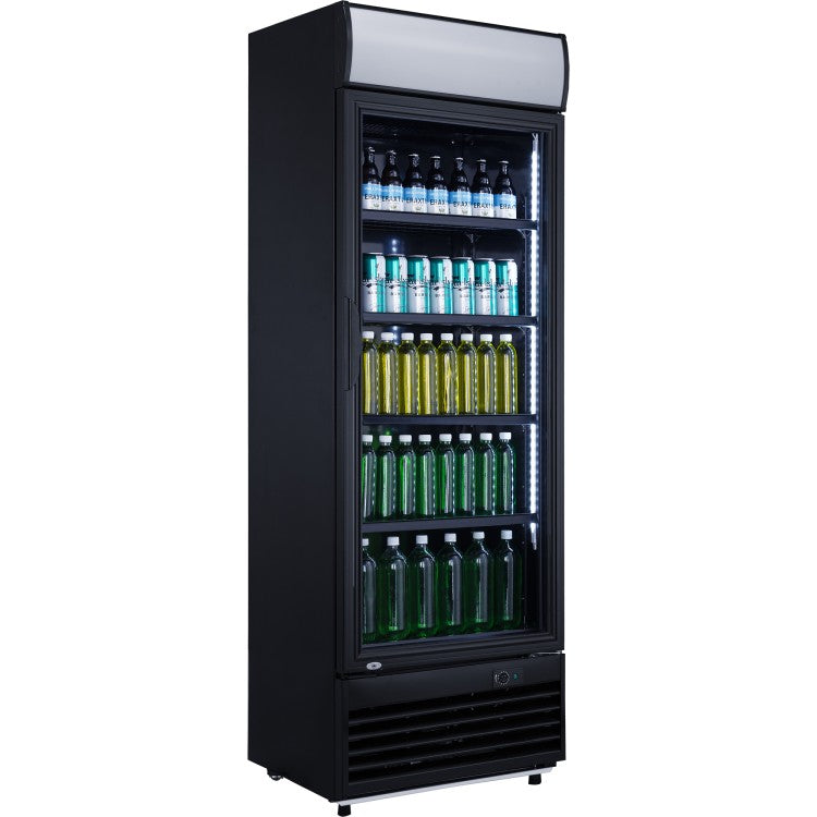Professional 282L Upright Glass Door Commercial Drink Cooler – Black | LG282BBLACK