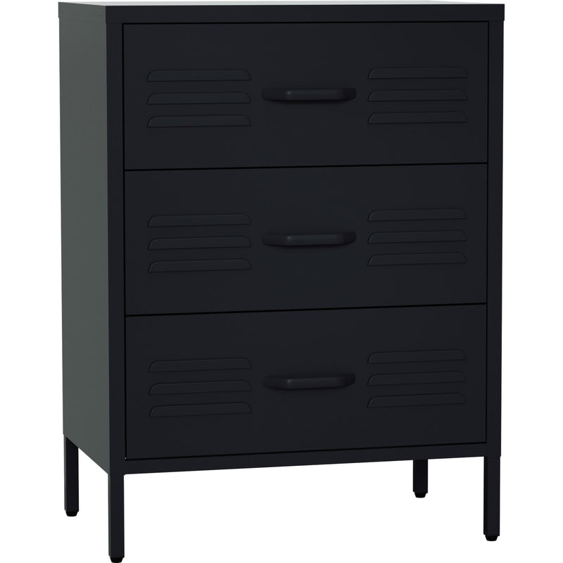 Metal Storage Cabinet 3 Drawers 600x380x800mm Black - MXHDC001BLACK