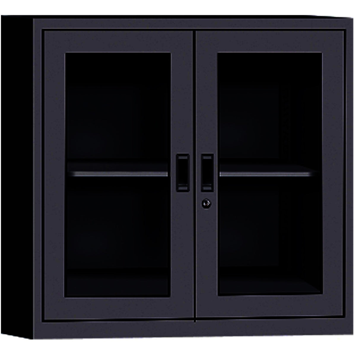 Commercial Metal Black Storage Cabinet 1 Shelf 2 Glass Door 900x400x900mm - MYOC03BLACK