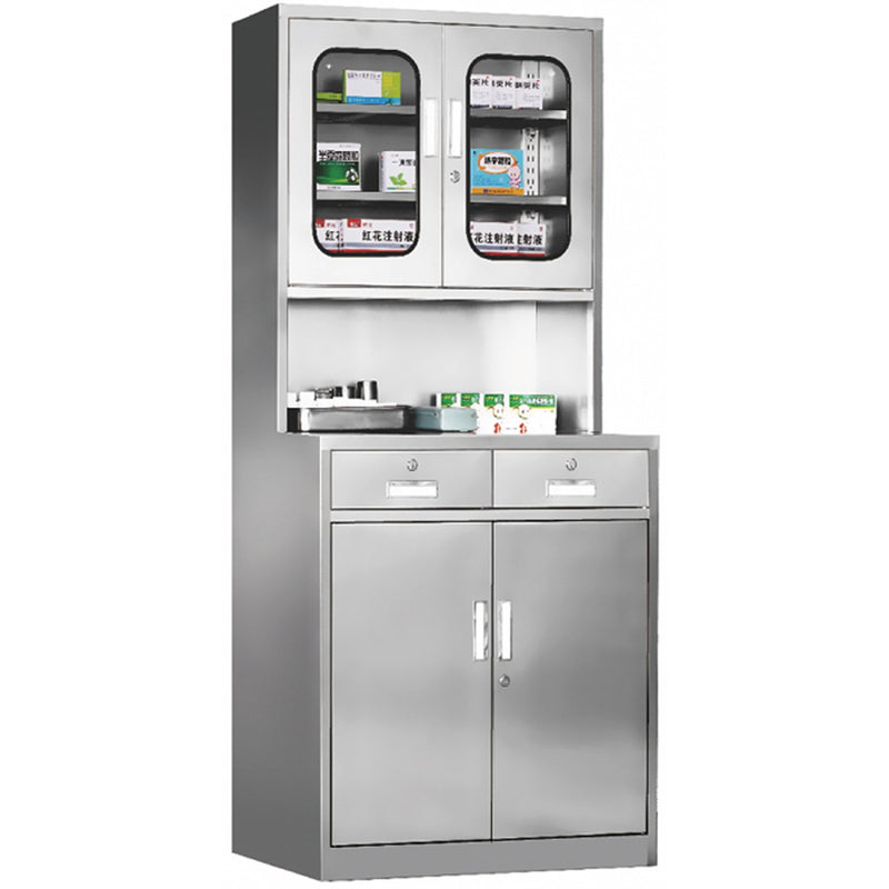 Commercial Stainless Steel Cabinet 3 Shelves 2 Drawers 4 Door 850x500x1850mm - MYSLC14