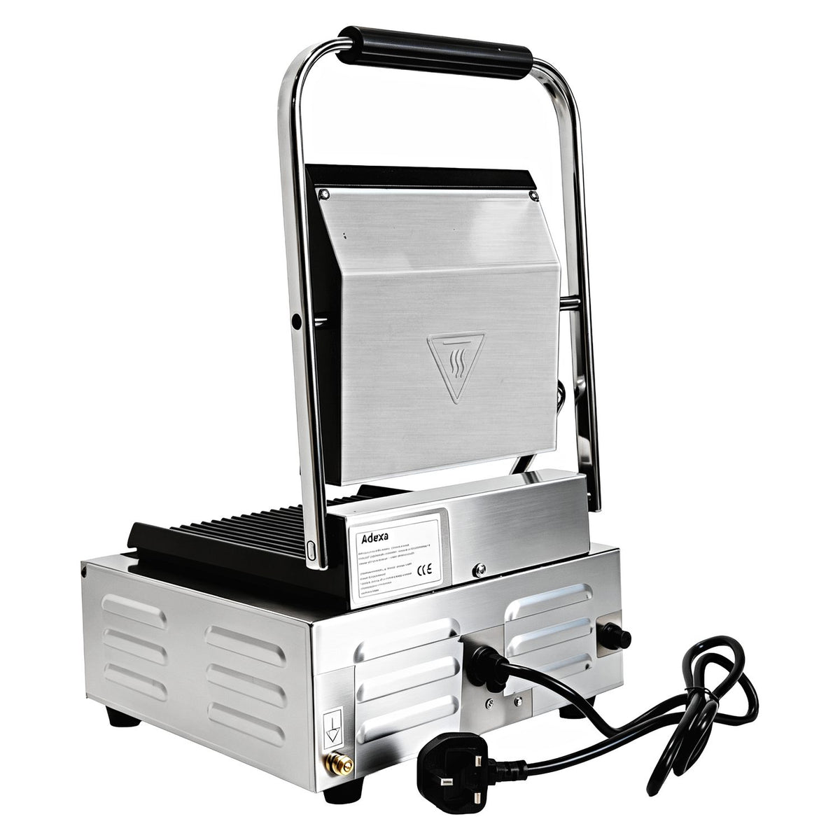Commercial Electric Contact Grill / Panini Press Ribbed Plates 240x240mm 1.8kW - NEXORA102