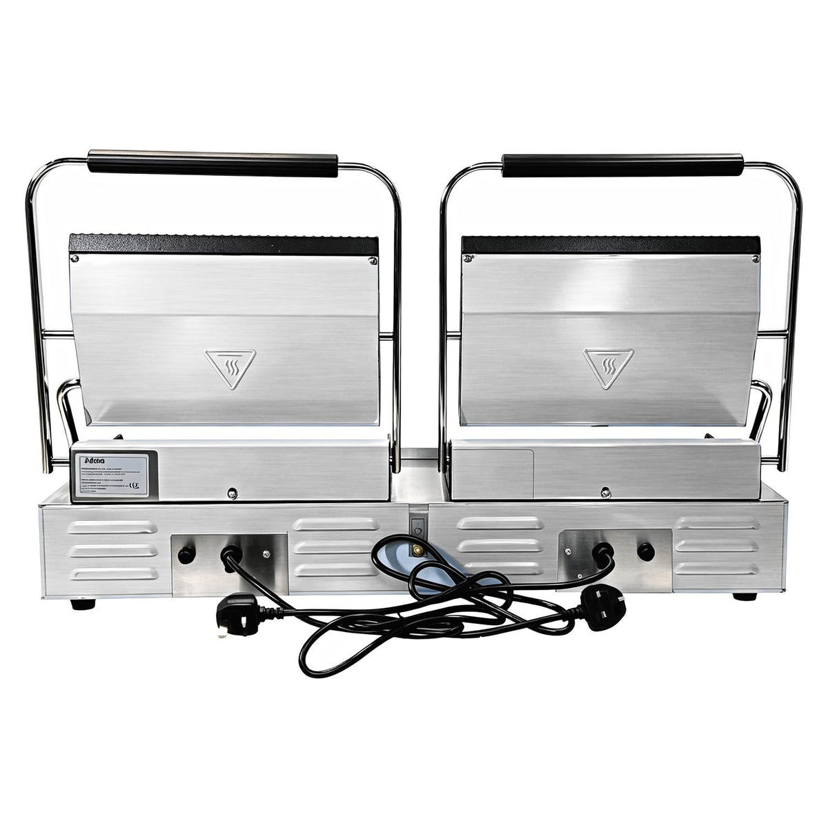 Commercial Double Contact Grill / Panini Press Ribbed Plates 2x 345x235mm 4.4kW - NEXORA112