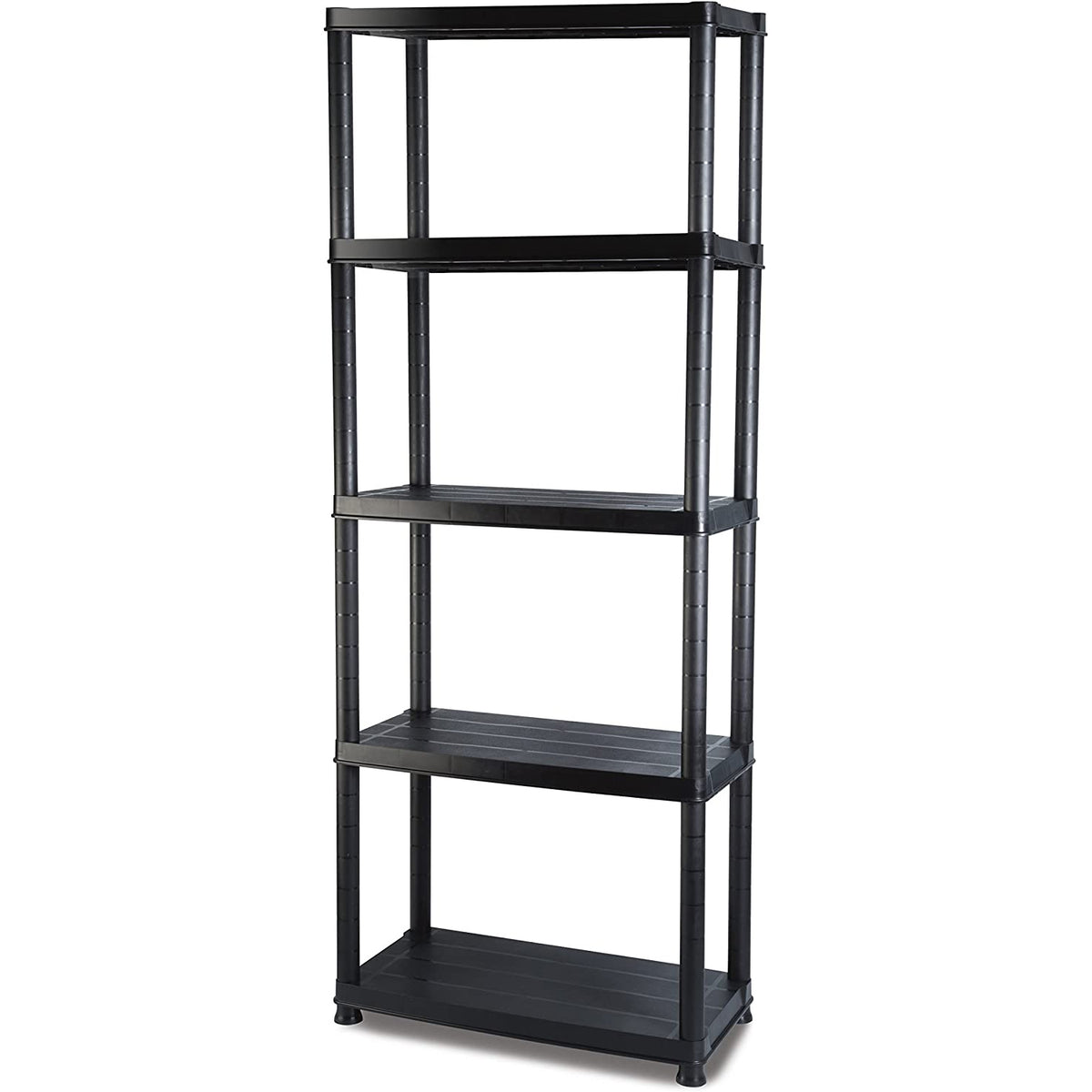 Professional Plastic Shelving Unit 5 tier Black 600x300x1735mm - P5T