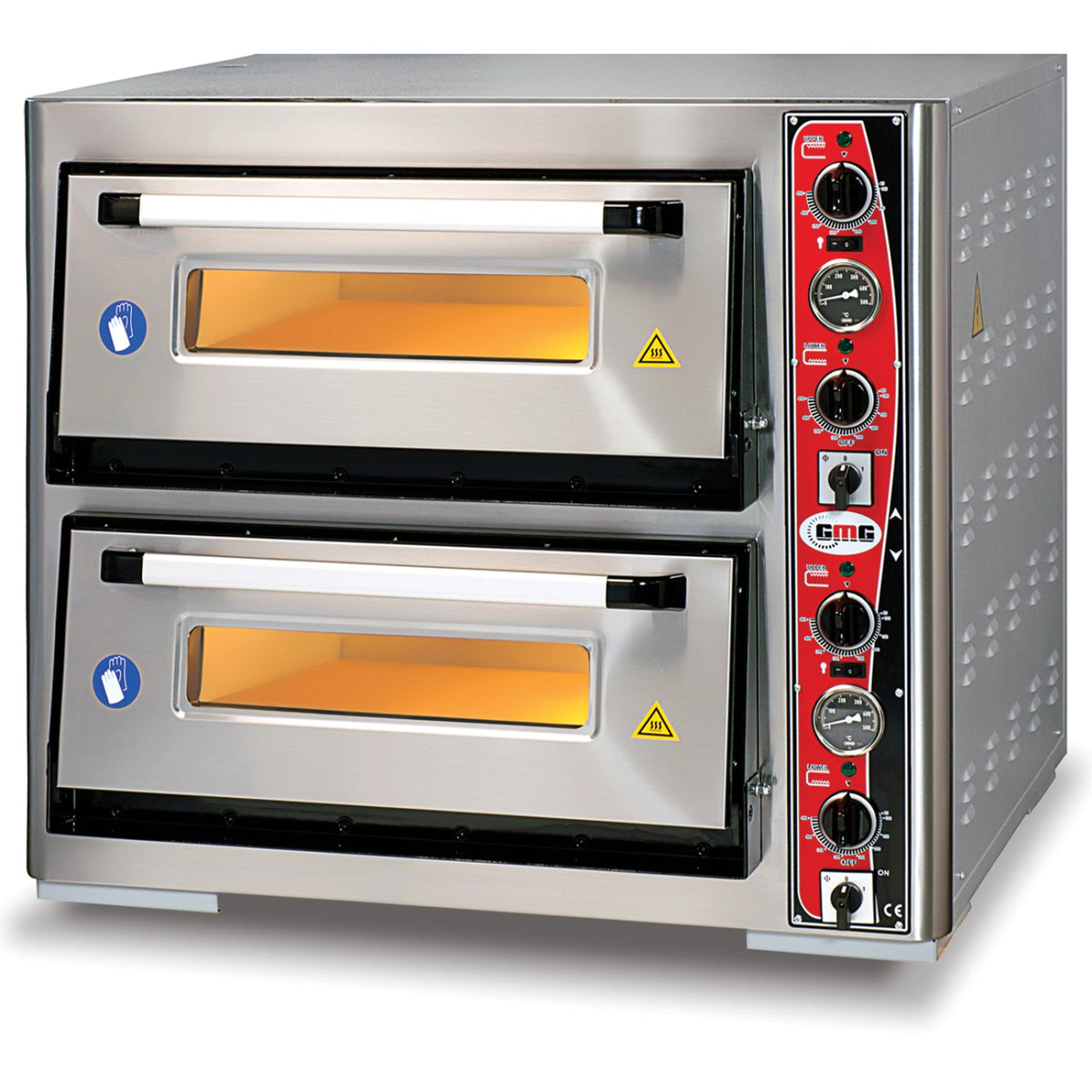 Commercial Double Deck Pizza Oven 10kW 400V 3 Phase 8 x 340mm Pizza Capacity - PF7070DET