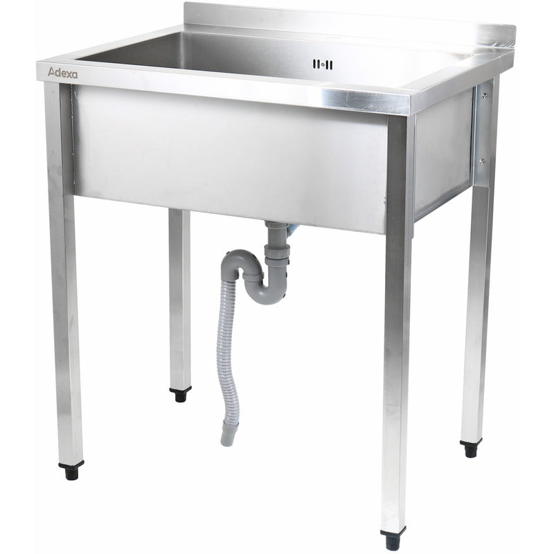 Commercial Pot Wash Sink Stainless steel 1 bowl Splashback 1200x600x900mm Square legs - PSA12060