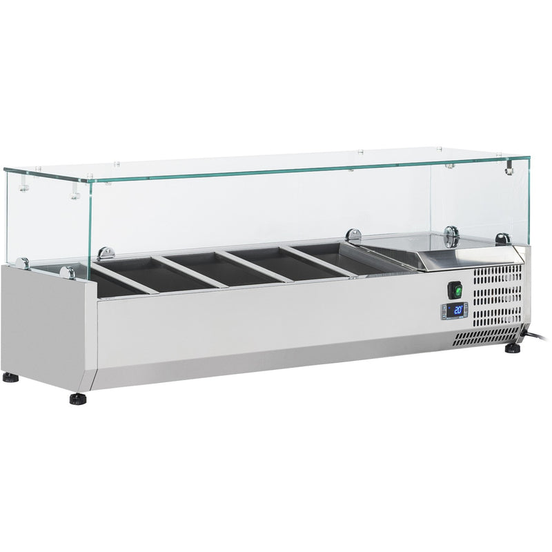 Refrigerated Servery Prep Top 1200mm 4xGN1/3 Depth 380mm Glass Top | VRX1200/380 - VRX1200/380
