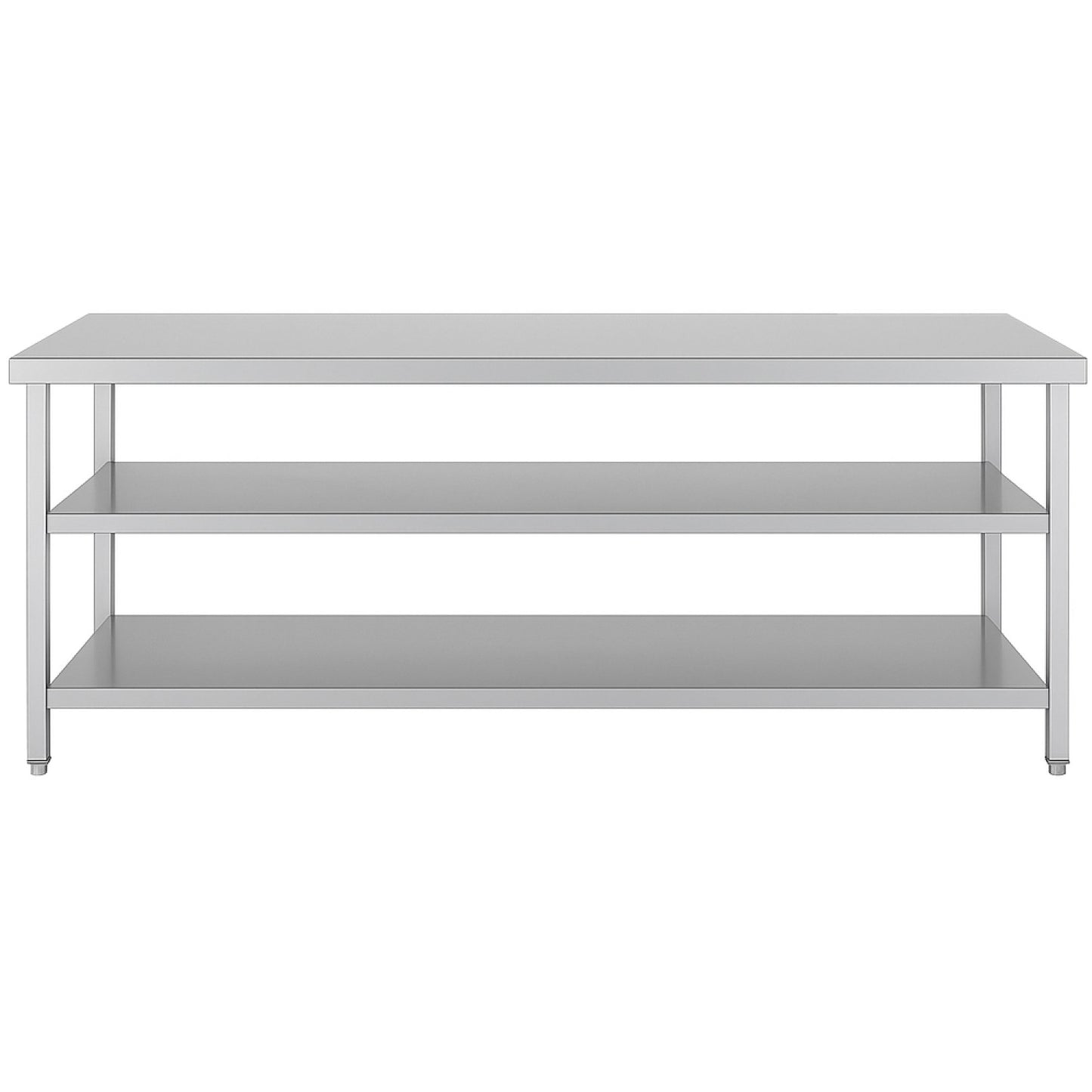 Commercial 3-Tier Stainless Steel Work Table with Undershelves 2100x600x850mm - QNH1140