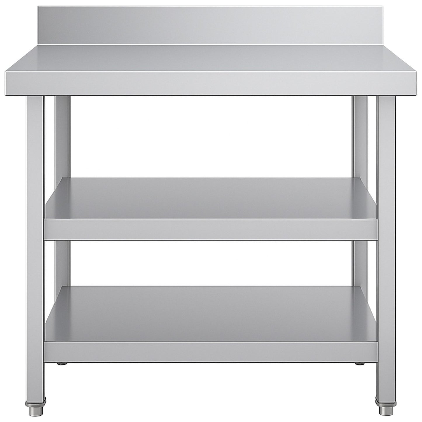 Commercial 3-Tier Stainless Steel Work Table with Undershelves and Backsplash 900x600x850mm - QNH1144