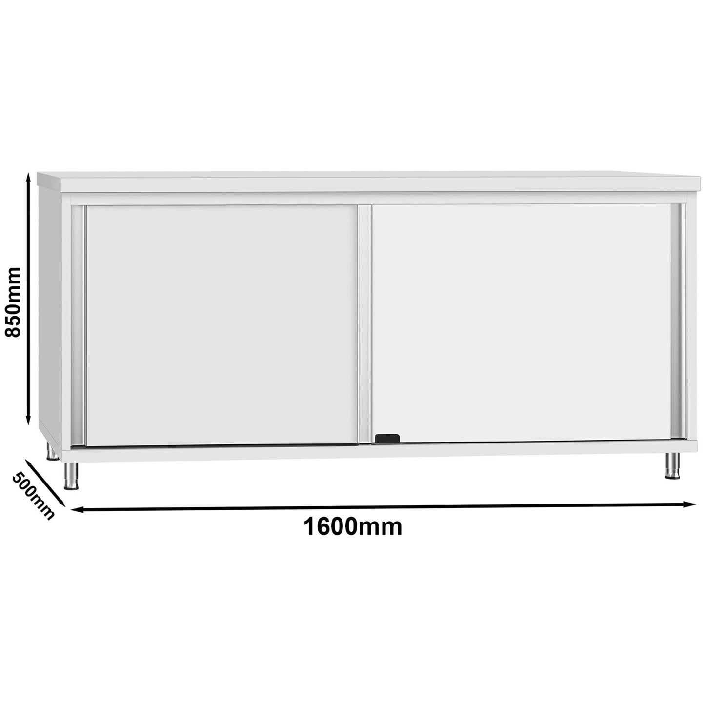 Commercial Stainless Steel Sliding Door Work Table Cabinet 1600x500x850mm - QNH344