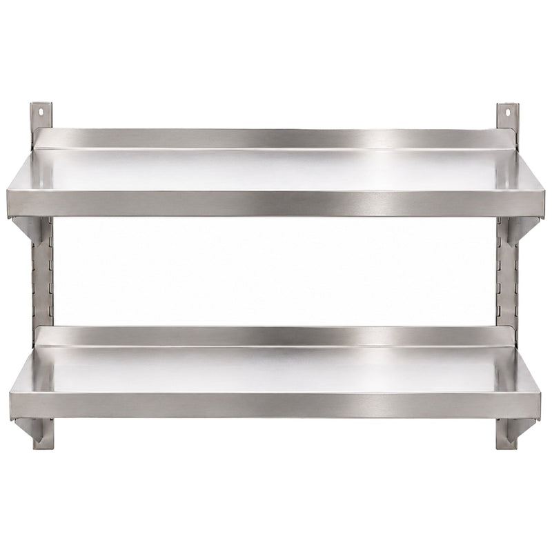 Commercial Stainless Steel Adjustable 2-Tier Wall Mounted Shelf 1200 x 400 x 700mm - QNH44047