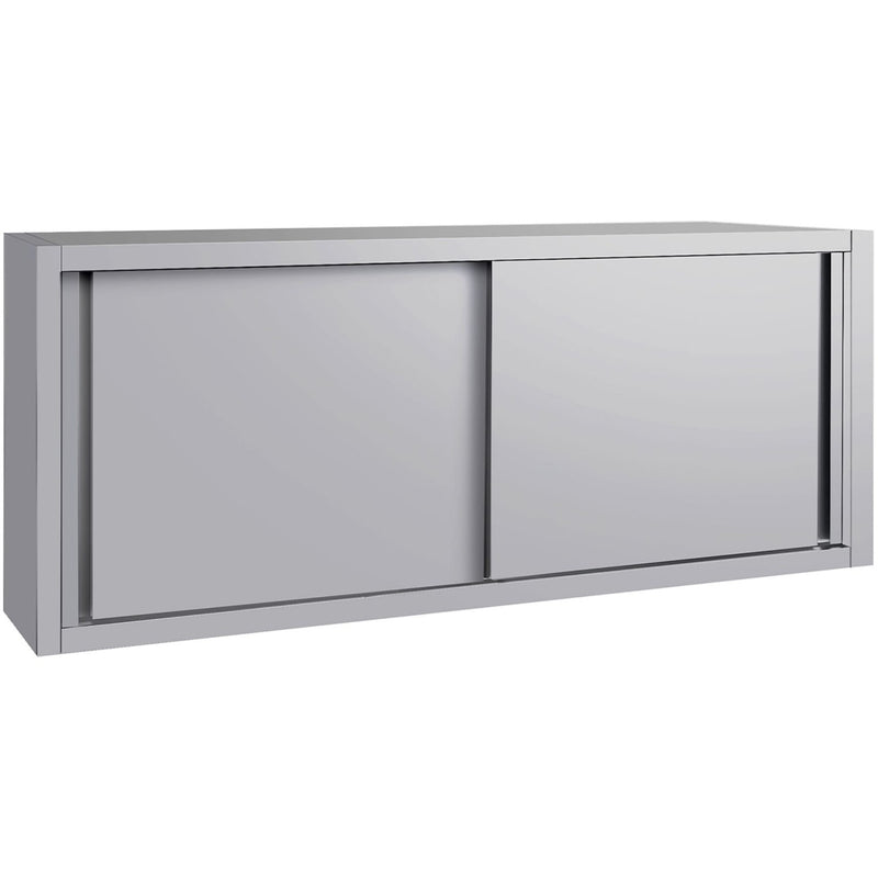 Commercial Stainless Steel Wall Cabinet with Sliding Doors and Inner Shelf 1800x400x650mm - QNH908