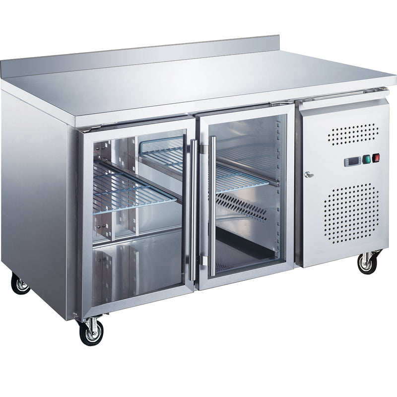 Commercial Refrigerated Counter 2 glass doors Depth 700mm Upstand - RG22VGLASS