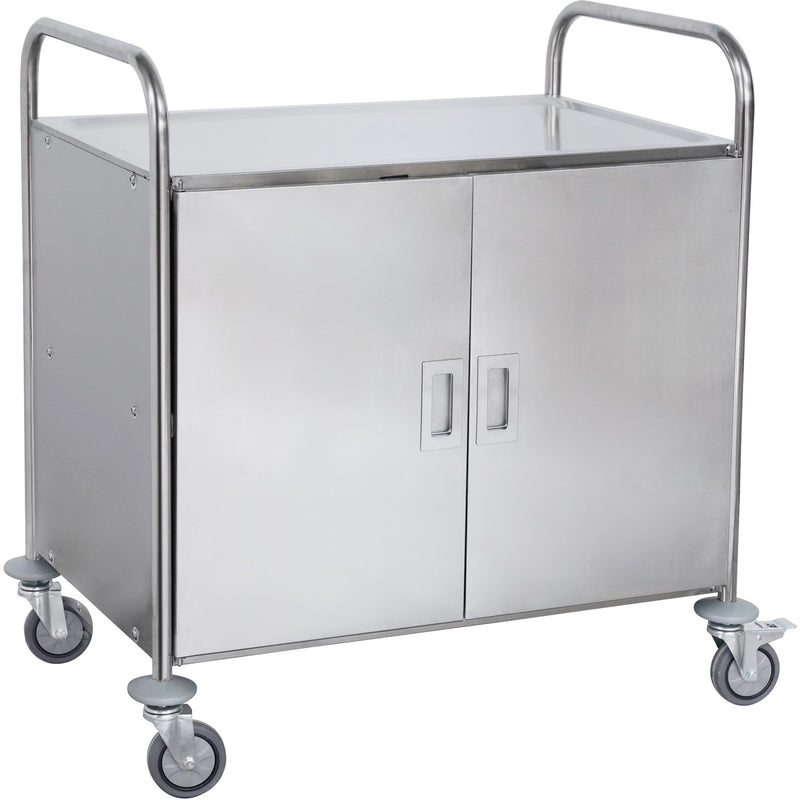 Commercial Serving/Service/Clearing Trolley with Cabinet & Doors Stainless steel 3 tier 860x540x940mm - RST3AD