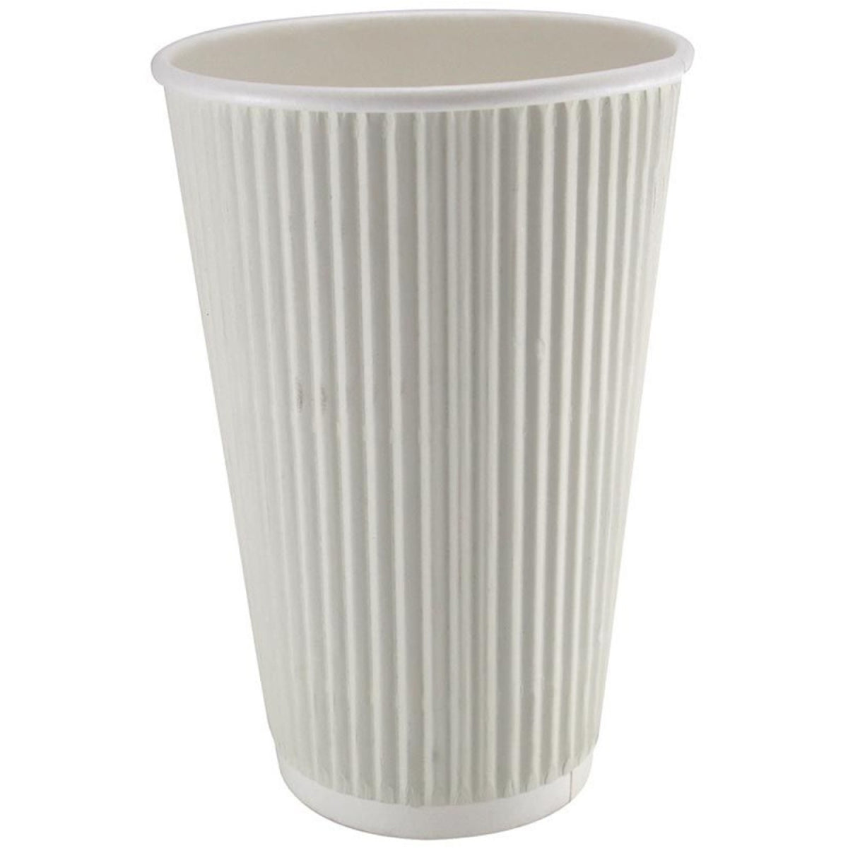 500pcs Compostable Coffee Cups Ripple wall 16oz/473ml White - RW16W